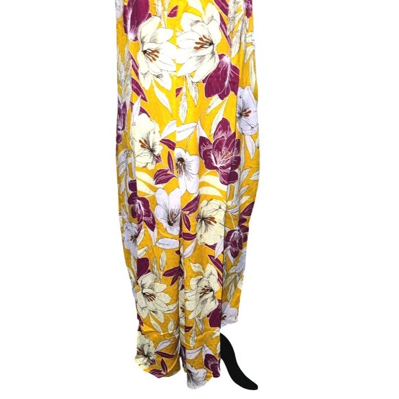 Band of the Free NWT Euphoria Gold Floral Wide Leg Jumpsuit Sz Small Womens Yell - Picture 7 of 14